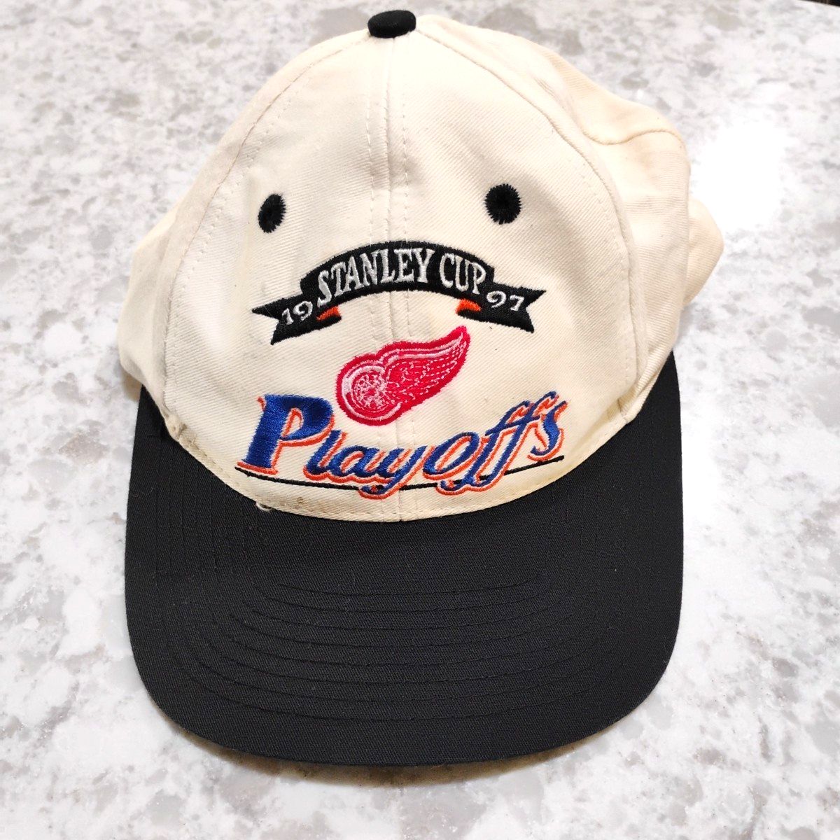 Vintage 1997 Nhl Stanley Cup Playoffs Snapback Hat Cap Logo 7 White Hockey